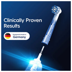 Oral-B Pro Sensitive Clean toothbrush heads showing a detachable electric brush head with inner components and Germany badge