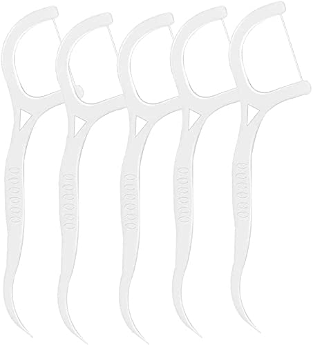 Beibi dental floss picks 160 pcs. disposable white floss picks with curved handle and interdental pick for daily oral care