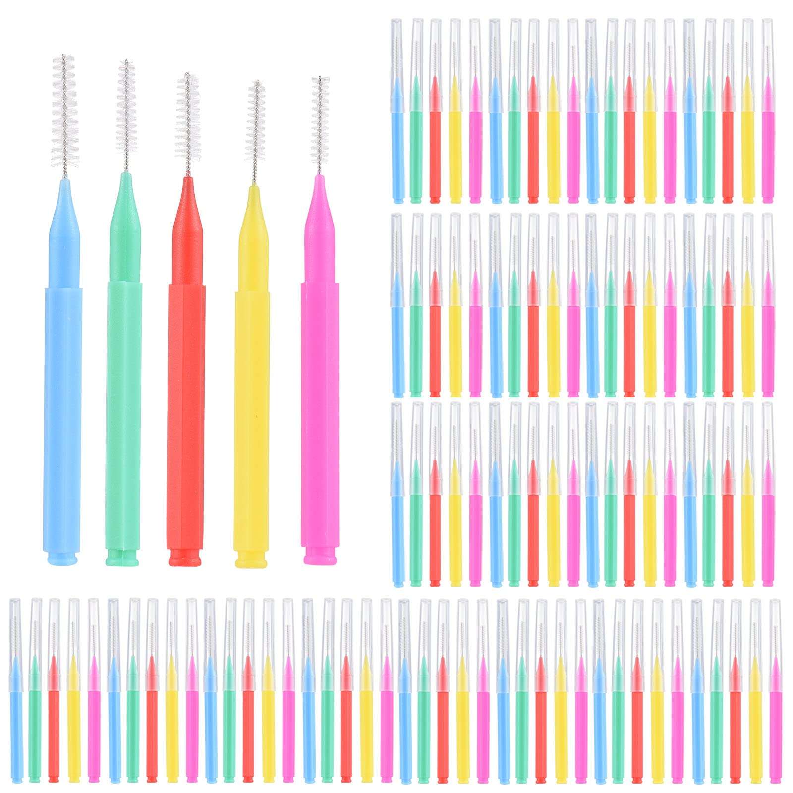 Eacam 100 Pieces Interdental Brushes Floss Toothpick Braces Brush Tooth Cleaning Tool Tooth Care Interdental Brushes Set