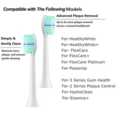Sonicare compatible replacement brush heads white toothbrush heads with blue green bristles and compatibility list