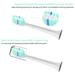 Sonicare compatible replacement brush heads white replacement head with rounded end Dupont bristles and hygienic protective cap