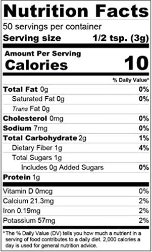 Organic Traditions maca powder for women with probiotics nutrition facts label showing half tsp serving 10 calories