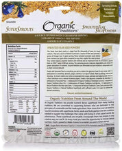 Sprouted flax seed powder back panel with Nutrition Facts, ingredients, and barcode