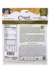 Sprouted flax seed powder back panel showing Nutrition Facts, ingredients, and barcode
