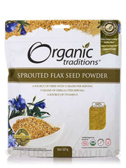 Organic Traditions sprouted organic flax seed powder pouch 8 oz high fiber source of omega 3