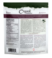 Spirulina powder pouch back panel with nutrition facts and ingredient information