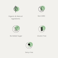 Organic Traditions organic spirulina powder icons for organic natural ingredients non GMO no added sugar gluten free dairy free