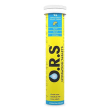 O.R.S hydration tablets tube with lemon flavour label and 24 soluble tablets.