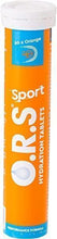 O.R.S Sport hydration tablets tube, natural orange flavor, with electrolyte label