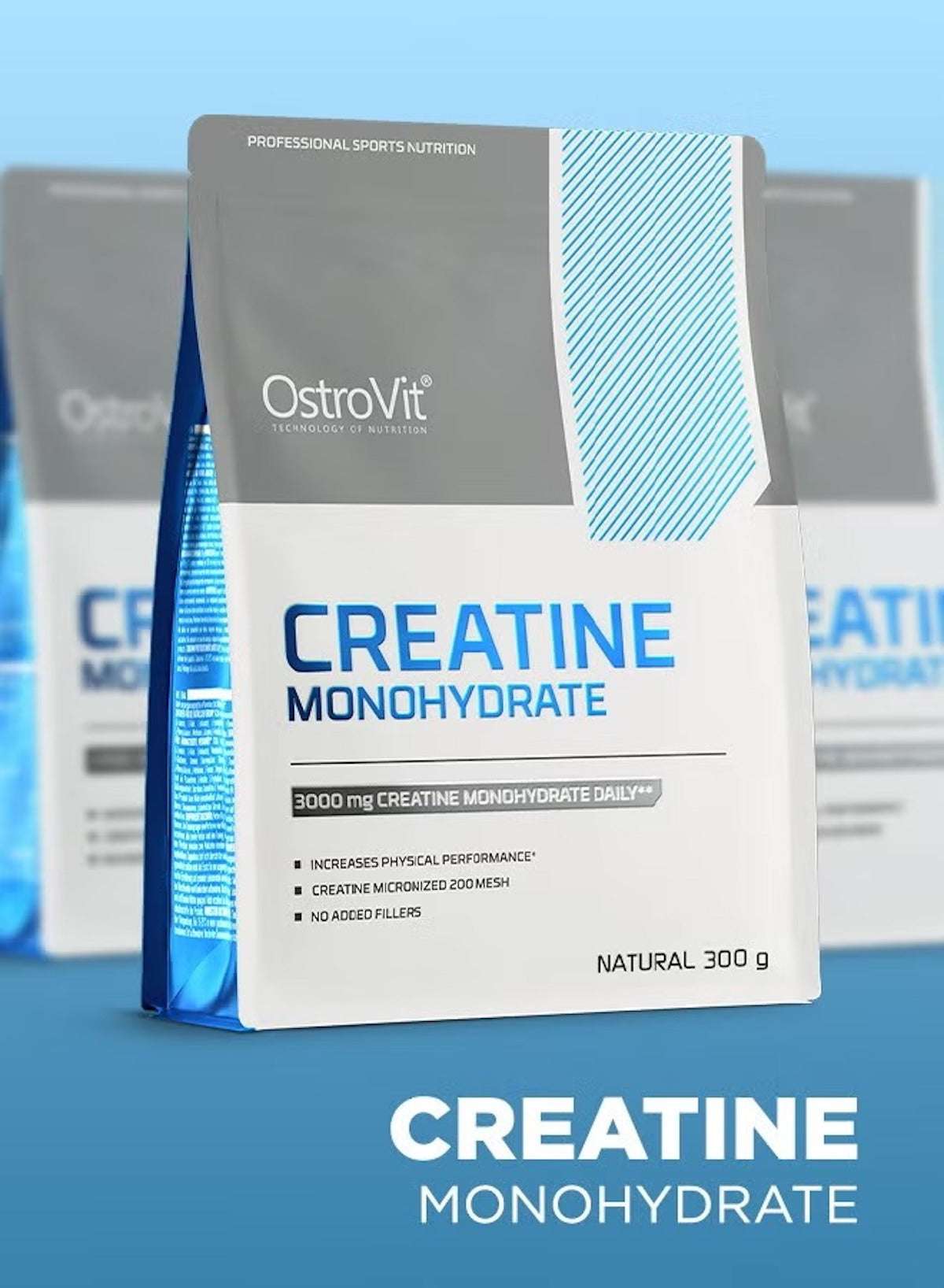 OstroVit creatine monohydrate supplement UAE in a 300g pack for enhanced physical performance