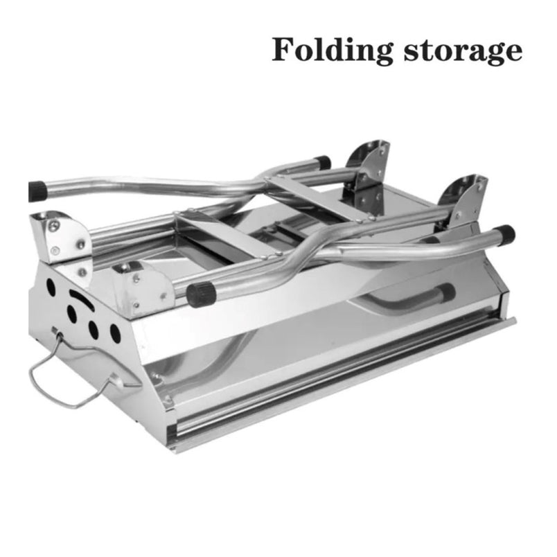 Huitich outdoor barbecue smoker with storage showing stainless steel folding storage design
