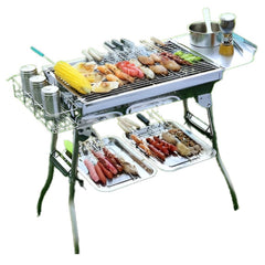 Huitich outdoor barbecue smoker with storage featuring multiple grilling racks and side shelves for tools and spices