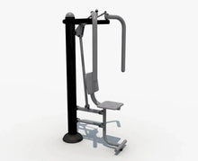 Single seated chest exerciser with chest pad and adjustable handles