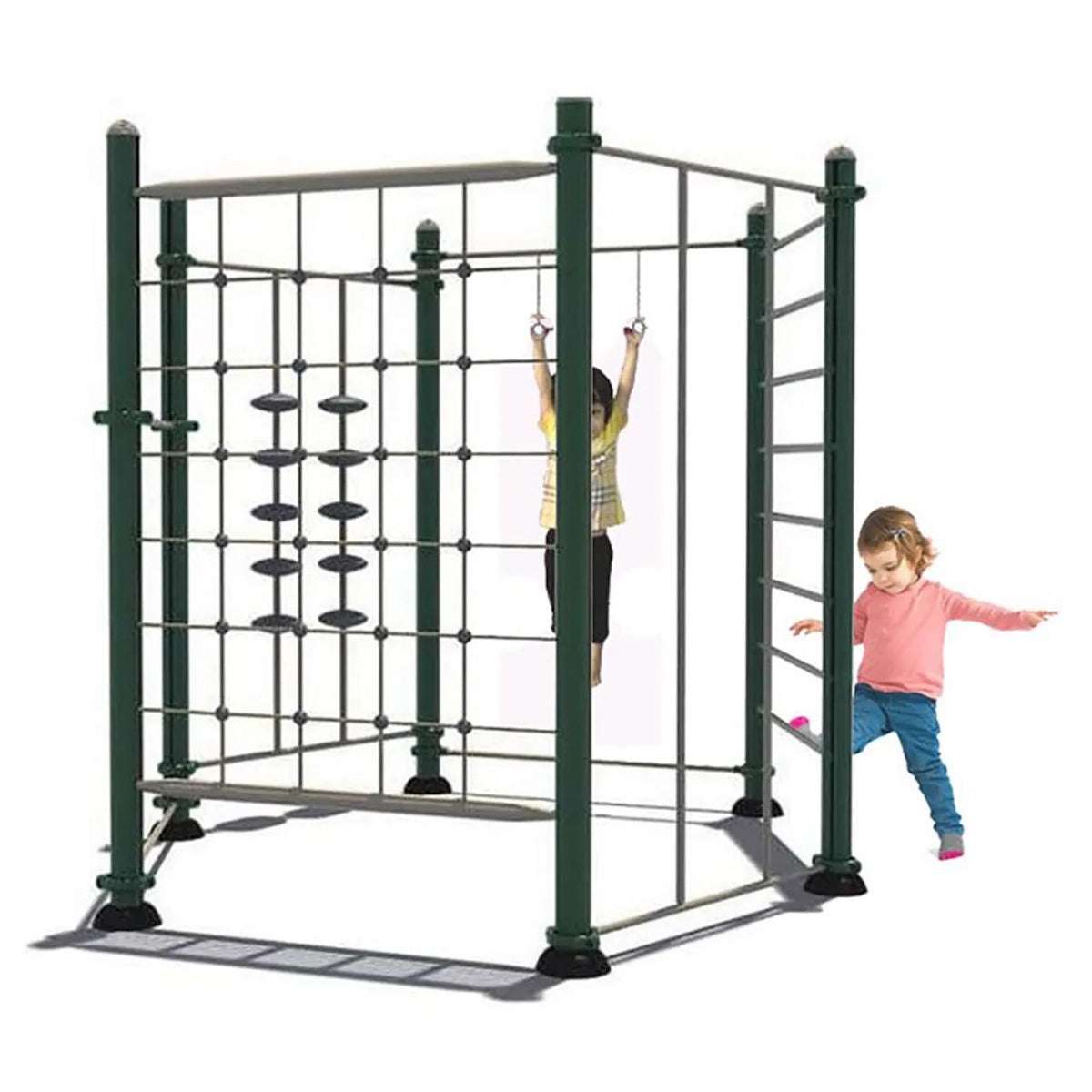 Huitich outdoor climbing cube play structure for children with climbing elements and activity panels