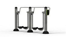 U-shaped double air walker fitness machine with two foot platforms and handrails, dark gray