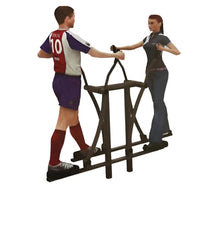 Outdoor fitness air skier designed for two users to enhance cardiovascular exercise and improve coordination