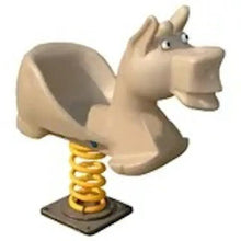 Beige horse spring rider with yellow coil spring and dark base plate