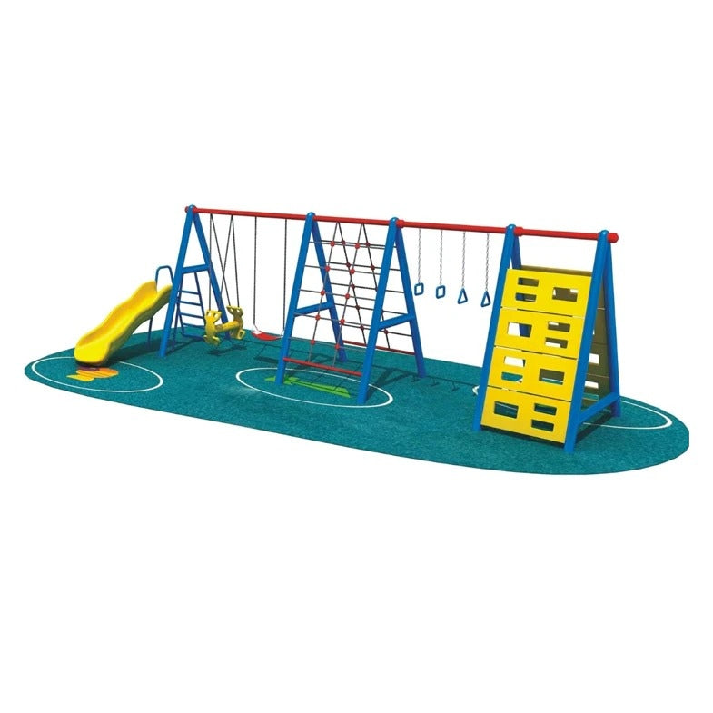 Huitich outdoor playset with slide and swing featuring climbing wall and monkey bars on safety surface