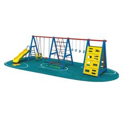 Huitich outdoor playset with slide and swing featuring climbing wall and monkey bars on safety surface