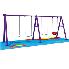Huitich outdoor swing set for kids with purple frame and multiple swings on colorful play mat