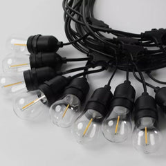Huitich outdoor waterproof string lights with clear bulbs and black wiring for durable outdoor use