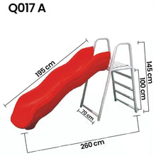 Outdoor wave slide with red slide, white ladders, 260x145x100 cm