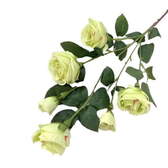 Huitich pack of 2 fake rose flowers with light green petals and realistic green leaves