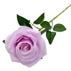 Huitich pack of 3 artificial flowers featuring a single realistic light purple rose with green leaves