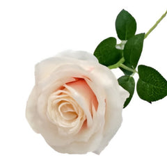 Huitich pack of 3 artificial flowers with realistic white and peach rose and green leaves