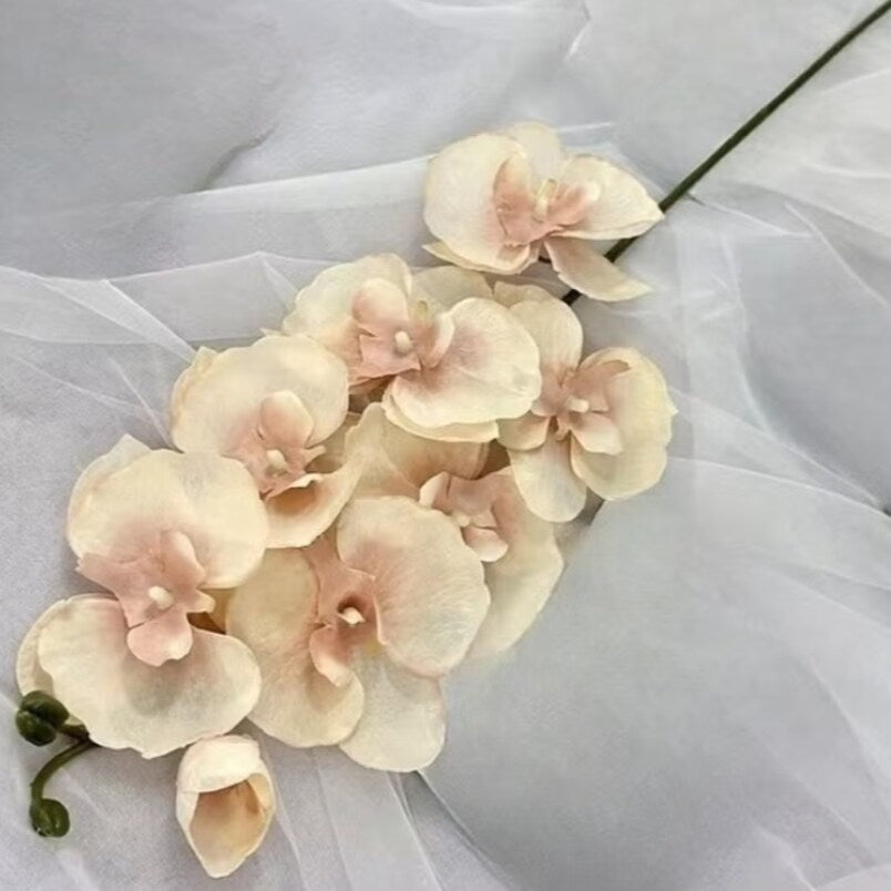 Huitich pack of assorted faux flowers featuring delicate cream and blush orchid stems for home decor