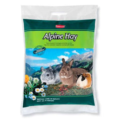 Padovan Alpine Hay 700g in a bag featuring small animals like rabbits and guinea pigs with natural scenery