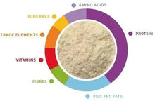 Nutrient composition chart with protein, minerals, trace elements and vitamins