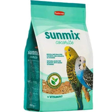 Padovan Sunmix cocorite bird seed mix bag, turquoise with parakeet artwork, 850 g