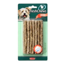 Padovan FreshChews dog chew sticks, blister pack with multiple tan treats