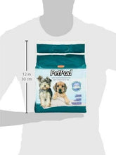 Dog training pad pack with height and width measurement shown on torso silhouette