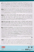 Padovan GrandMix parrocchetti feed label, 850 g, with ingredients and directions text