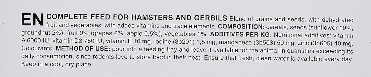 Padovan GrandMix hamster food UAE with a blend of grains, fruits, and vegetables for optimal nutrition