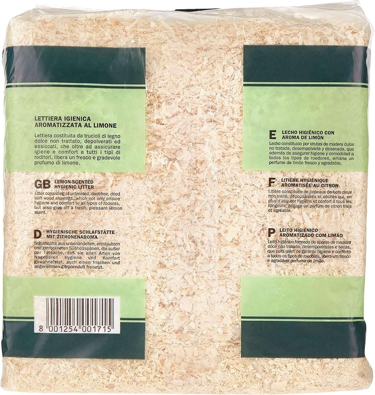Padovan lemon scented wood chips bedding for small animals, ideal for freshening cages