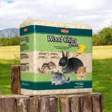 Lemon-scented wood chips litter bag, front label with small animal graphics
