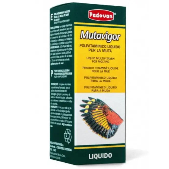 Padovan Mutavigor multivitamin for birds in liquid form for healthy molting and overall vitality