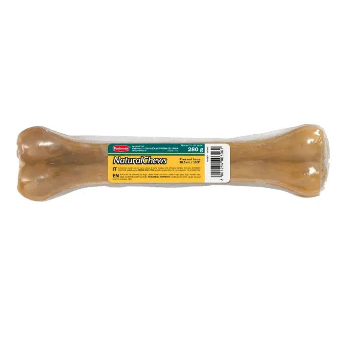 Padovan natural dog chew bone in a clear package, perfect for keeping dogs entertained and healthy