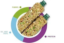 Bird seed stix ingredient mix with visible grains and green clips
