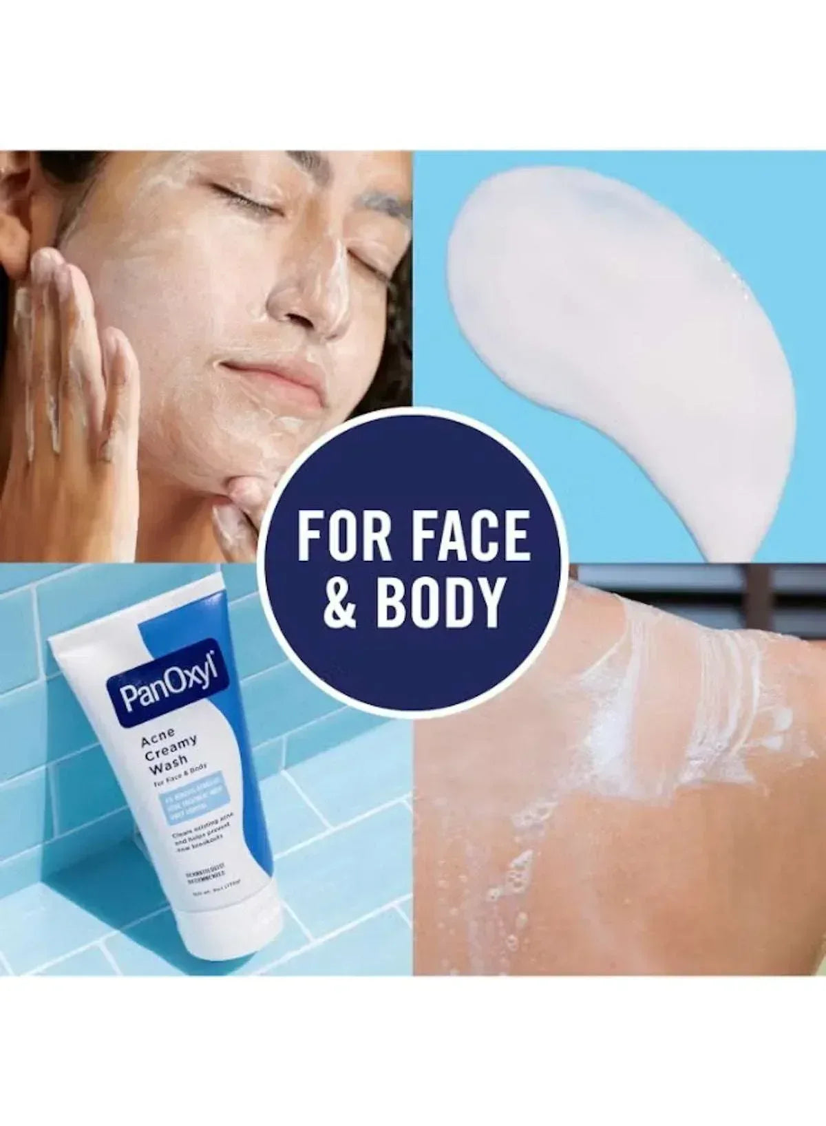 PanOxyl Acne Creamy Wash 4% Benzoyl Peroxide | Face & Body Acne Treatment | 6oz - Mumzar