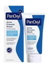 PanOxyl 4% benzoyl peroxide acne creamy wash tube with box, for face and body