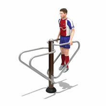 Workout dips parallel bar training station with gray metal frame and two parallel bars