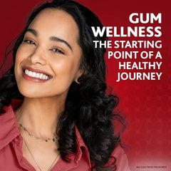 Parodontax Original Toothpaste 75ml ad with smiling woman showing healthy teeth and gum wellness message