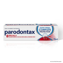 Parodontax Complete Protection extra fresh fluoride toothpaste box, 75 ml