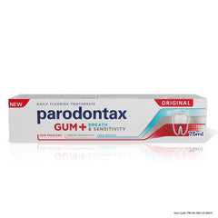 Box of Parodontax toothpaste for gum problems original gum and breath sensitivity 75ml