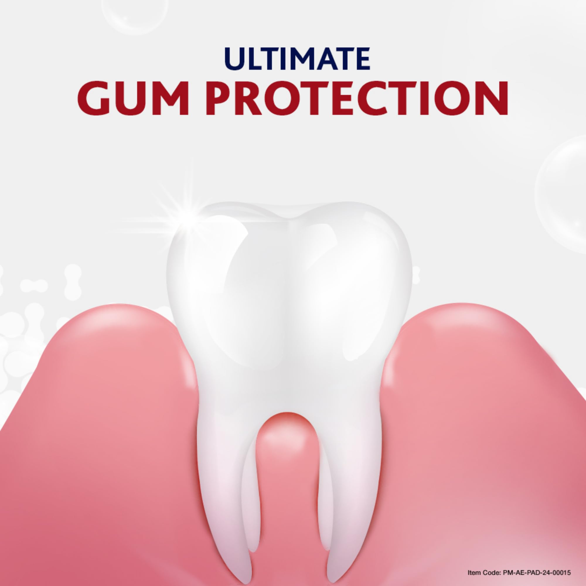 Parodontax toothpaste for gum problems showing healthy tooth and pink gums with Ultimate Gum Protection text