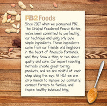 PB2Foods story card with since 2007 text and powdered peanut butter description.